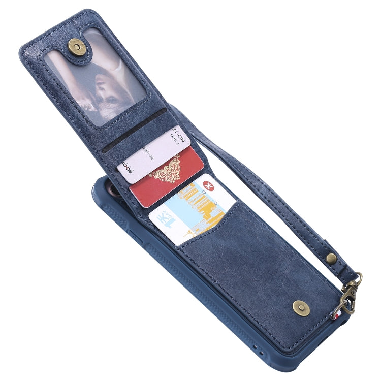 For iPhone 6 Vertical Flip Shockproof Leather Protective Case with Long Rope, Support Card Slots & Bracket & Photo Holder & Wallet Function