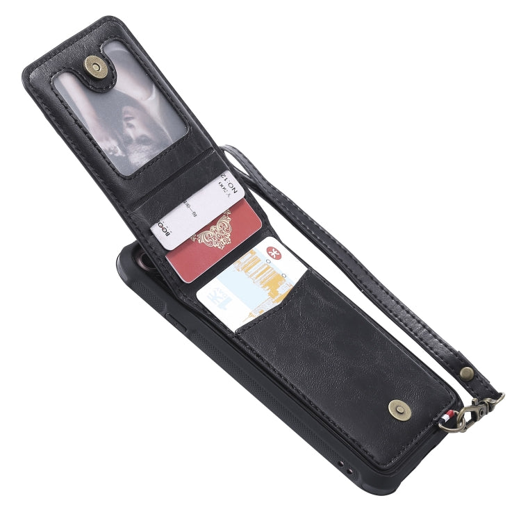 For iPhone 6 Vertical Flip Shockproof Leather Protective Case with Long Rope, Support Card Slots & Bracket & Photo Holder & Wallet Function