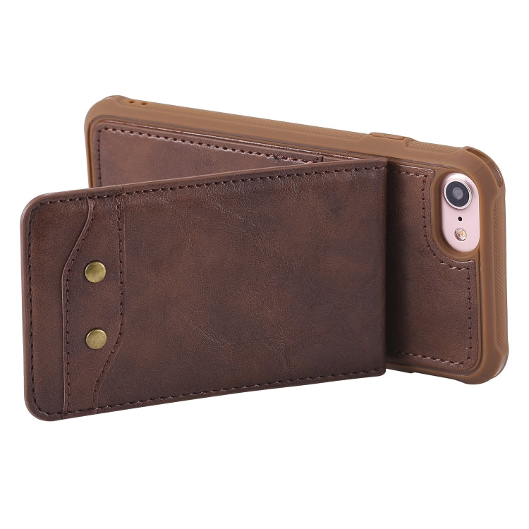 For iPhone SE 2022 / SE 2020 / 8 / 7 Vertical Flip Shockproof Leather Protective Case with Long Rope, Support Card Slots & Bracket & Photo Holder & Wallet Function