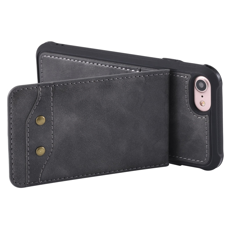 For iPhone SE 2022 / SE 2020 / 8 / 7 Vertical Flip Shockproof Leather Protective Case with Long Rope, Support Card Slots & Bracket & Photo Holder & Wallet Function