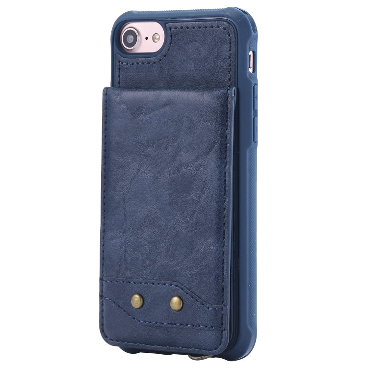 For iPhone SE 2022 / SE 2020 / 8 / 7 Vertical Flip Shockproof Leather Protective Case with Long Rope, Support Card Slots & Bracket & Photo Holder & Wallet Function