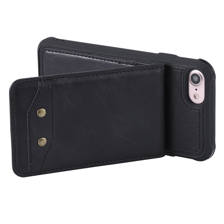For iPhone SE 2022 / SE 2020 / 8 / 7 Vertical Flip Shockproof Leather Protective Case with Long Rope, Support Card Slots & Bracket & Photo Holder & Wallet Function