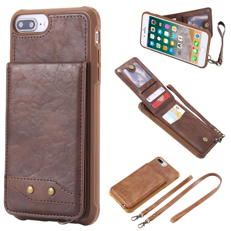 For iPhone 6 Plus Vertical Flip Shockproof Leather Protective Case with Long Rope, Support Card Slots & Bracket & Photo Holder & Wallet Function