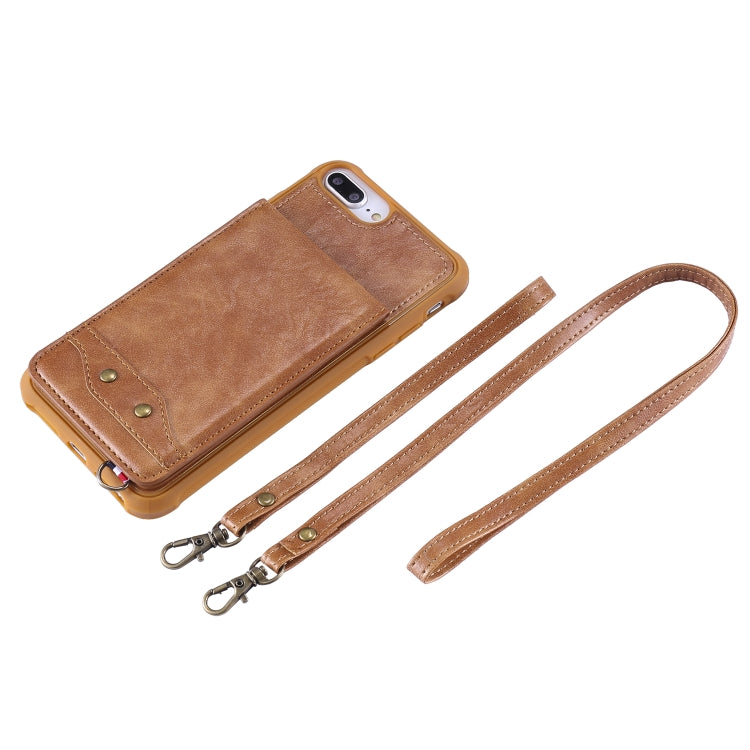 For iPhone 6 Plus Vertical Flip Shockproof Leather Protective Case with Long Rope, Support Card Slots & Bracket & Photo Holder & Wallet Function