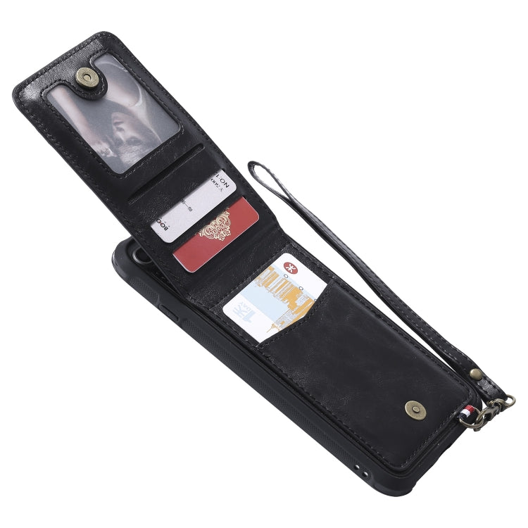 For iPhone 6 Plus Vertical Flip Shockproof Leather Protective Case with Long Rope, Support Card Slots & Bracket & Photo Holder & Wallet Function