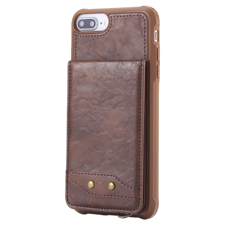 For iPhone 8 Plus / 7 Plus Vertical Flip Shockproof Leather Protective Case with Long Rope, Support Card Slots & Bracket & Photo Holder & Wallet Function