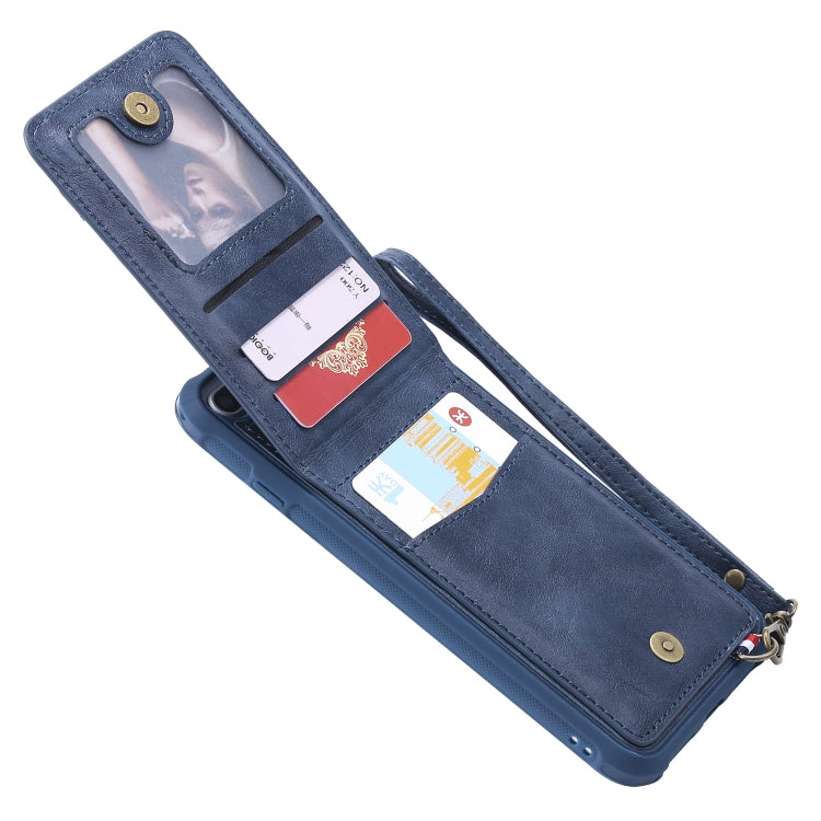 For iPhone 8 Plus / 7 Plus Vertical Flip Shockproof Leather Protective Case with Long Rope, Support Card Slots & Bracket & Photo Holder & Wallet Function