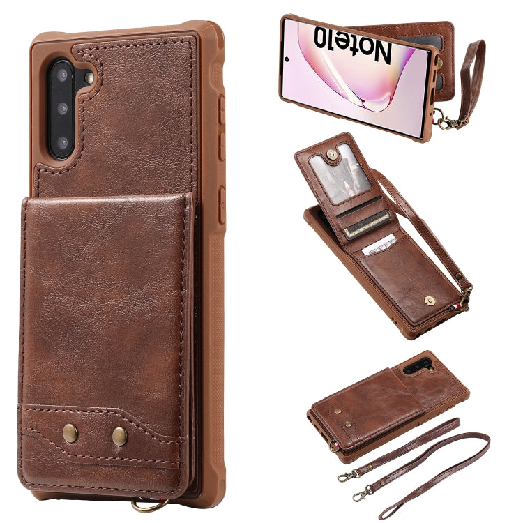 For Galaxy Note 10 Vertical Flip Shockproof Leather Protective Case with Long Rope, Support Card Slots & Bracket & Photo Holder & Wallet Function