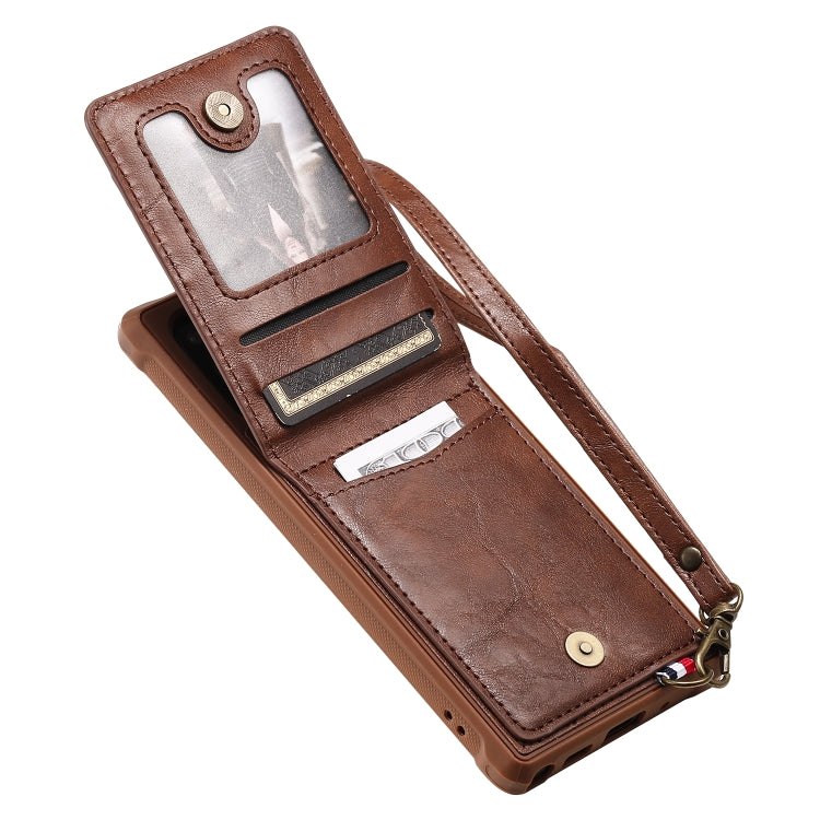 For Galaxy Note 10 Vertical Flip Shockproof Leather Protective Case with Long Rope, Support Card Slots & Bracket & Photo Holder & Wallet Function