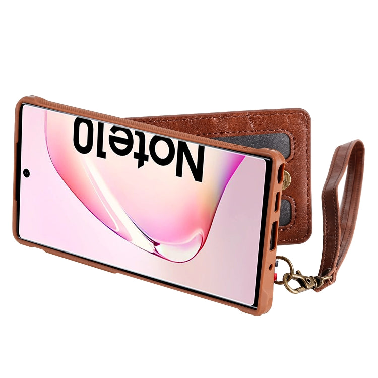 For Galaxy Note 10 Vertical Flip Shockproof Leather Protective Case with Long Rope, Support Card Slots & Bracket & Photo Holder & Wallet Function