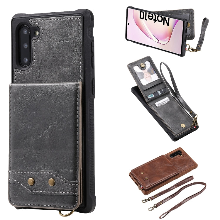 For Galaxy Note 10 Vertical Flip Shockproof Leather Protective Case with Long Rope, Support Card Slots & Bracket & Photo Holder & Wallet Function