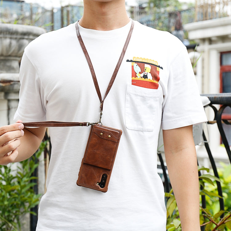 For Galaxy Note 10 Vertical Flip Shockproof Leather Protective Case with Long Rope, Support Card Slots & Bracket & Photo Holder & Wallet Function