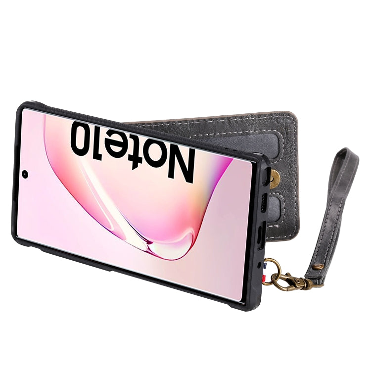 For Galaxy Note 10 Vertical Flip Shockproof Leather Protective Case with Long Rope, Support Card Slots & Bracket & Photo Holder & Wallet Function