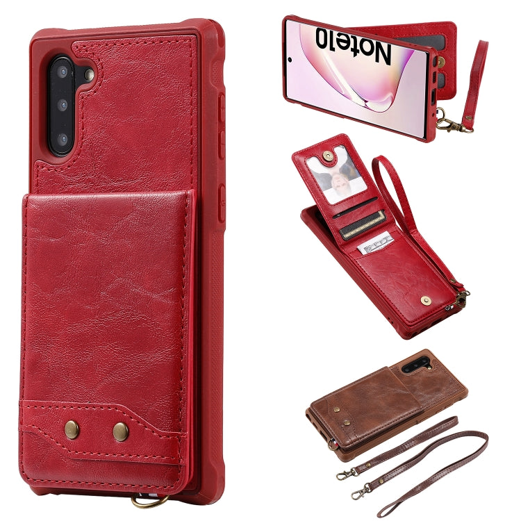 For Galaxy Note 10 Vertical Flip Shockproof Leather Protective Case with Long Rope, Support Card Slots & Bracket & Photo Holder & Wallet Function