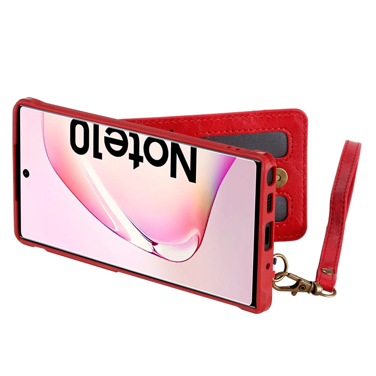 For Galaxy Note 10 Vertical Flip Shockproof Leather Protective Case with Long Rope, Support Card Slots & Bracket & Photo Holder & Wallet Function