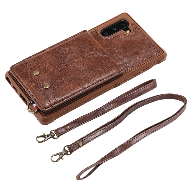 For Galaxy Note 10 Vertical Flip Shockproof Leather Protective Case with Long Rope, Support Card Slots & Bracket & Photo Holder & Wallet Function
