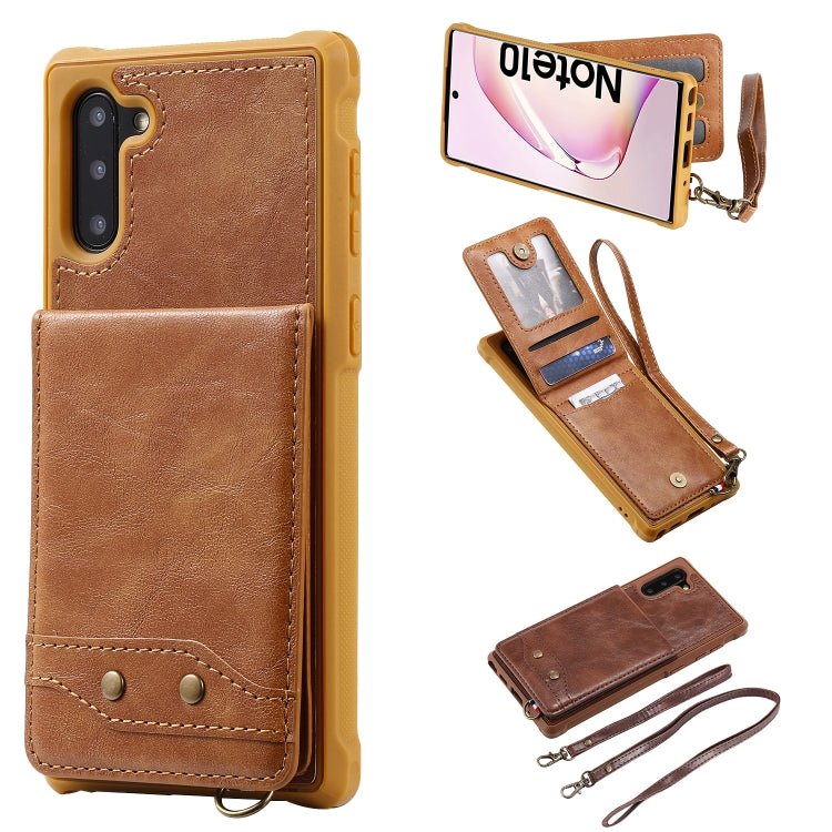 For Galaxy Note 10 Vertical Flip Shockproof Leather Protective Case with Long Rope, Support Card Slots & Bracket & Photo Holder & Wallet Function