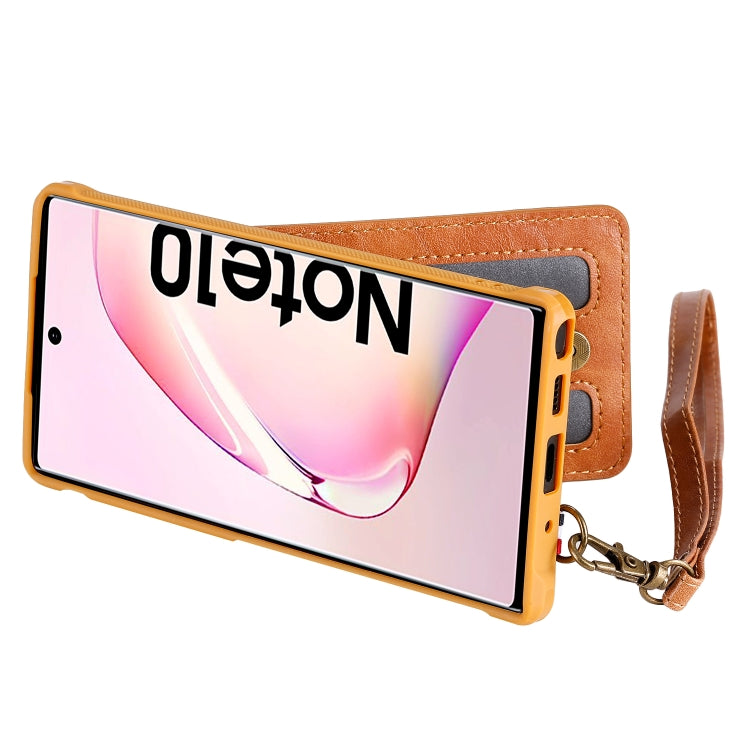 For Galaxy Note 10 Vertical Flip Shockproof Leather Protective Case with Long Rope, Support Card Slots & Bracket & Photo Holder & Wallet Function