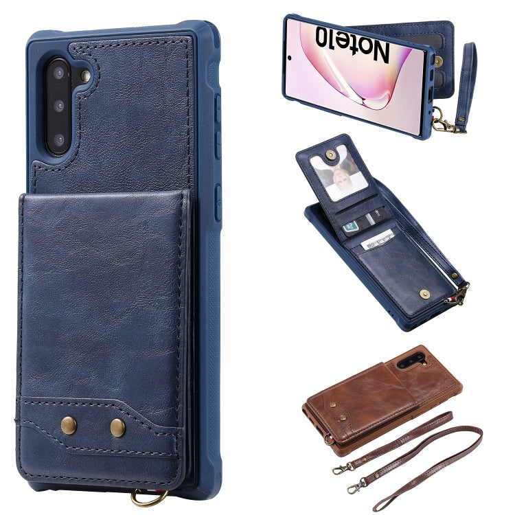 For Galaxy Note 10 Vertical Flip Shockproof Leather Protective Case with Long Rope, Support Card Slots & Bracket & Photo Holder & Wallet Function