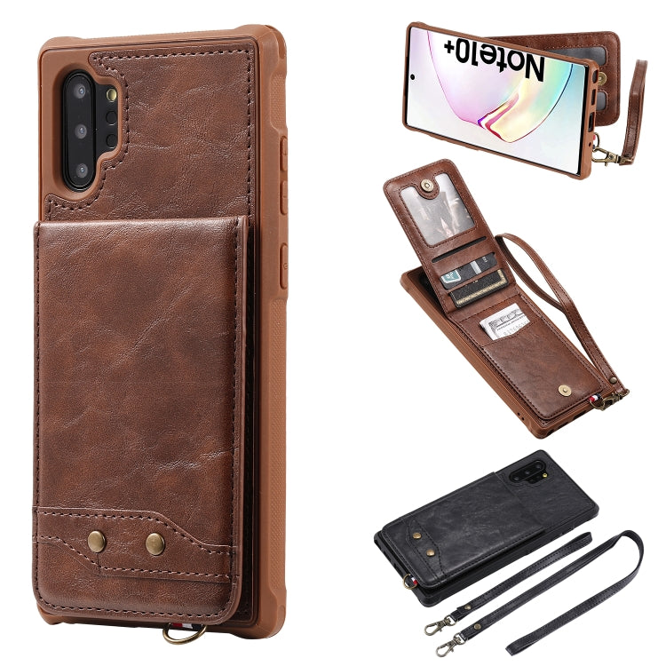 For Galaxy Note 10+ Vertical Flip Shockproof Leather Protective Case with Long Rope, Support Card Slots & Bracket & Photo Holder & Wallet Function