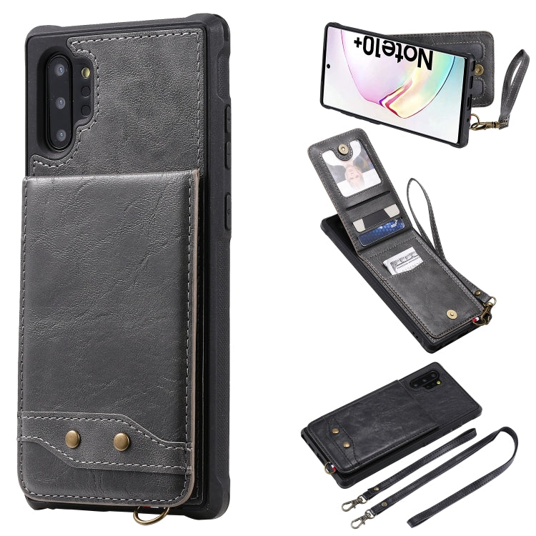 For Galaxy Note 10+ Vertical Flip Shockproof Leather Protective Case with Long Rope, Support Card Slots & Bracket & Photo Holder & Wallet Function