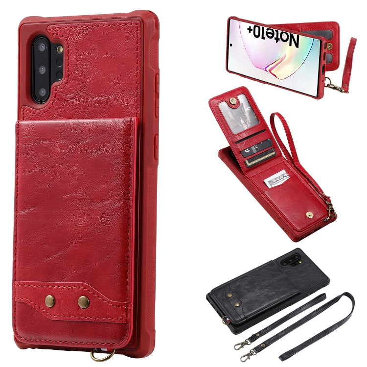 For Galaxy Note 10+ Vertical Flip Shockproof Leather Protective Case with Long Rope, Support Card Slots & Bracket & Photo Holder & Wallet Function