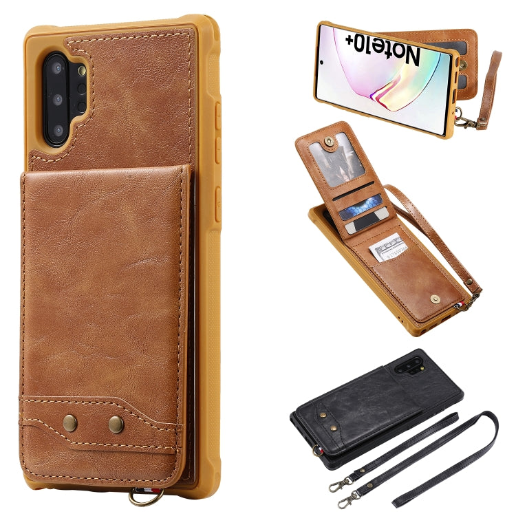 For Galaxy Note 10+ Vertical Flip Shockproof Leather Protective Case with Long Rope, Support Card Slots & Bracket & Photo Holder & Wallet Function