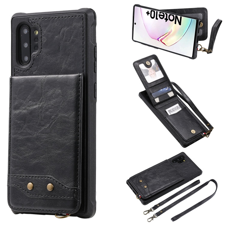 For Galaxy Note 10+ Vertical Flip Shockproof Leather Protective Case with Long Rope, Support Card Slots & Bracket & Photo Holder & Wallet Function
