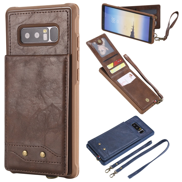 For Galaxy Note 8 Vertical Flip Shockproof Leather Protective Case with Long Rope, Support Card Slots & Bracket & Photo Holder & Wallet Function