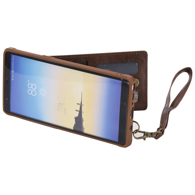 For Galaxy Note 8 Vertical Flip Shockproof Leather Protective Case with Long Rope, Support Card Slots & Bracket & Photo Holder & Wallet Function