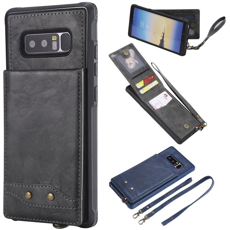 For Galaxy Note 8 Vertical Flip Shockproof Leather Protective Case with Long Rope, Support Card Slots & Bracket & Photo Holder & Wallet Function