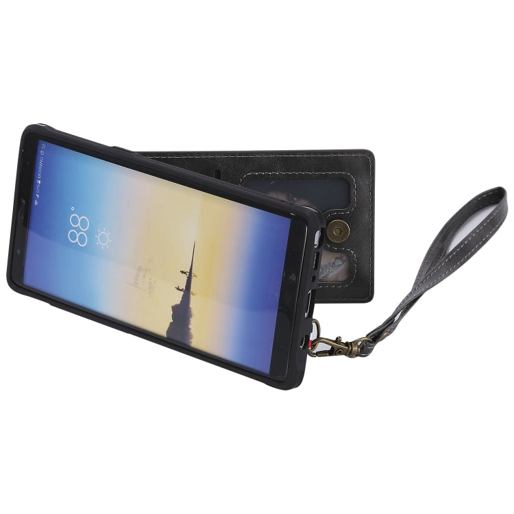 For Galaxy Note 8 Vertical Flip Shockproof Leather Protective Case with Long Rope, Support Card Slots & Bracket & Photo Holder & Wallet Function