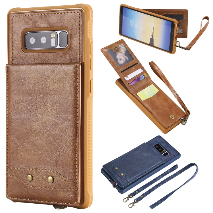 For Galaxy Note 8 Vertical Flip Shockproof Leather Protective Case with Long Rope, Support Card Slots & Bracket & Photo Holder & Wallet Function
