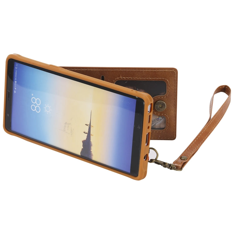 For Galaxy Note 8 Vertical Flip Shockproof Leather Protective Case with Long Rope, Support Card Slots & Bracket & Photo Holder & Wallet Function