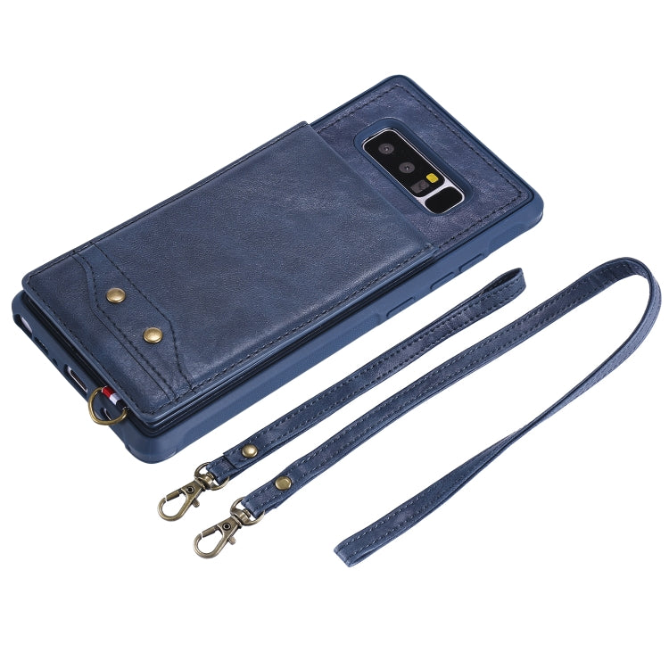 For Galaxy Note 8 Vertical Flip Shockproof Leather Protective Case with Long Rope, Support Card Slots & Bracket & Photo Holder & Wallet Function