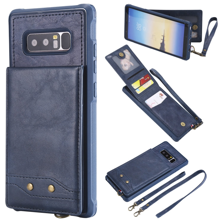 For Galaxy Note 8 Vertical Flip Shockproof Leather Protective Case with Long Rope, Support Card Slots & Bracket & Photo Holder & Wallet Function