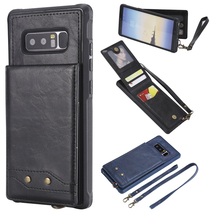 For Galaxy Note 8 Vertical Flip Shockproof Leather Protective Case with Long Rope, Support Card Slots & Bracket & Photo Holder & Wallet Function