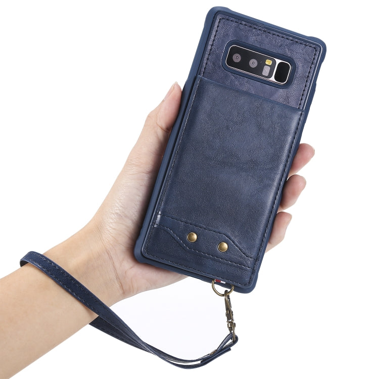 For Galaxy Note 8 Vertical Flip Shockproof Leather Protective Case with Long Rope, Support Card Slots & Bracket & Photo Holder & Wallet Function