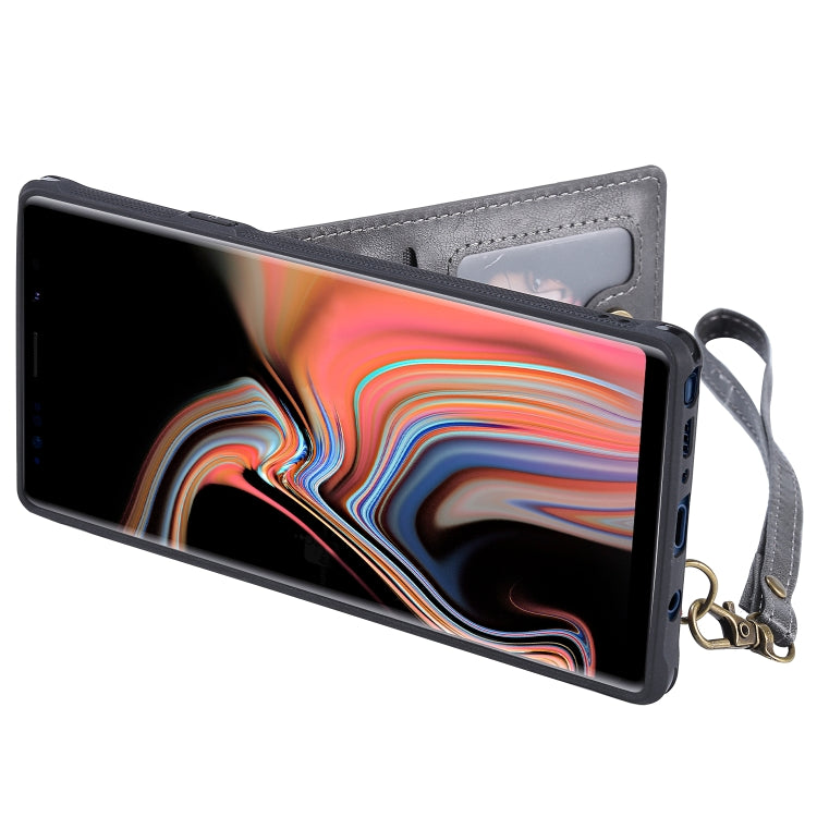 For Galaxy Note 9 Vertical Flip Shockproof Leather Protective Case with Long Rope, Support Card Slots & Bracket & Photo Holder & Wallet Function