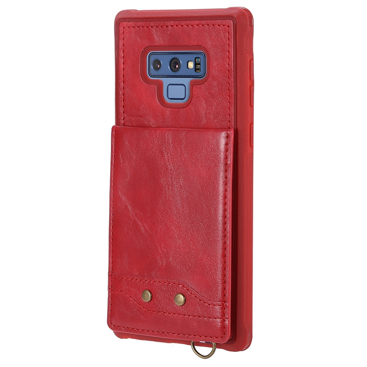 For Galaxy Note 9 Vertical Flip Shockproof Leather Protective Case with Long Rope, Support Card Slots & Bracket & Photo Holder & Wallet Function