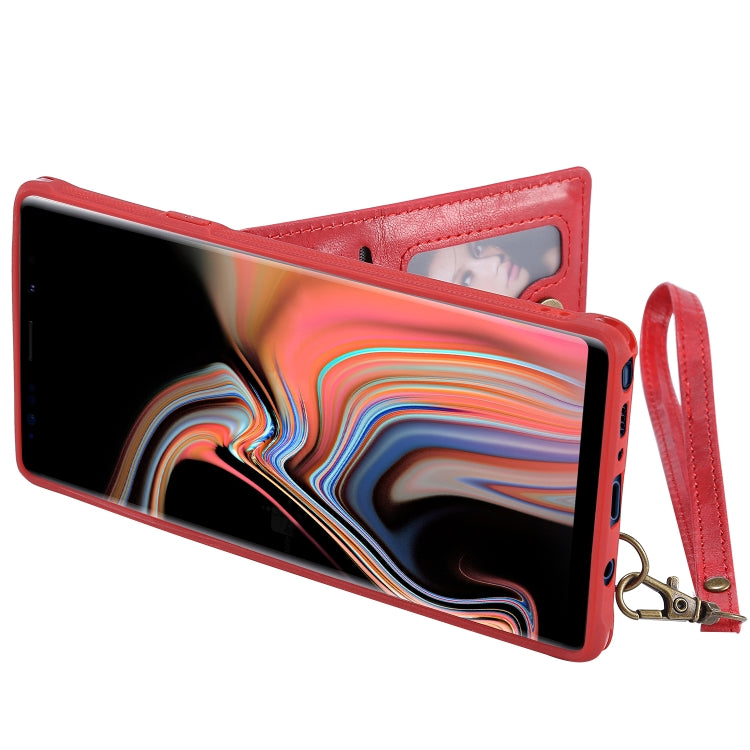 For Galaxy Note 9 Vertical Flip Shockproof Leather Protective Case with Long Rope, Support Card Slots & Bracket & Photo Holder & Wallet Function