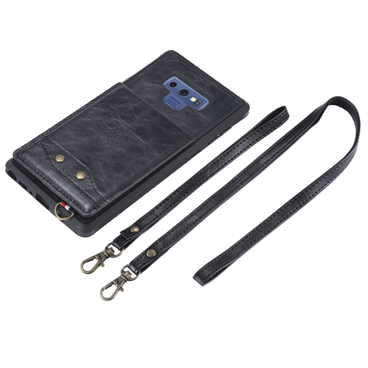 For Galaxy Note 9 Vertical Flip Shockproof Leather Protective Case with Long Rope, Support Card Slots & Bracket & Photo Holder & Wallet Function