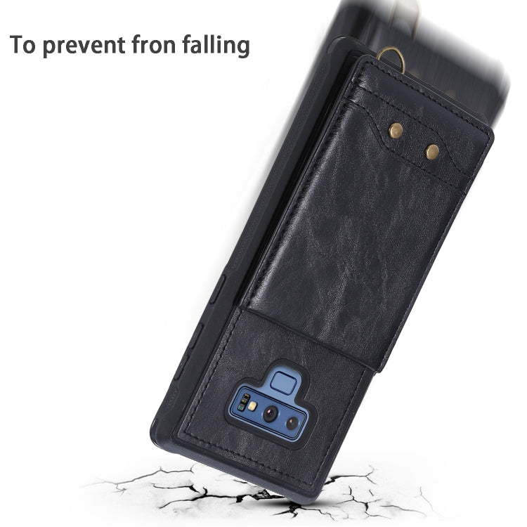 For Galaxy Note 9 Vertical Flip Shockproof Leather Protective Case with Long Rope, Support Card Slots & Bracket & Photo Holder & Wallet Function