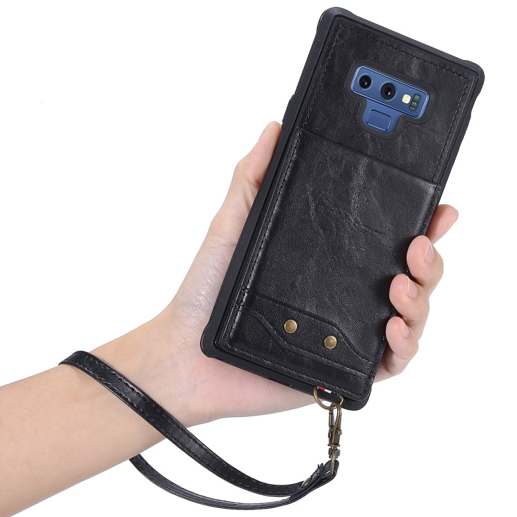 For Galaxy Note 9 Vertical Flip Shockproof Leather Protective Case with Long Rope, Support Card Slots & Bracket & Photo Holder & Wallet Function