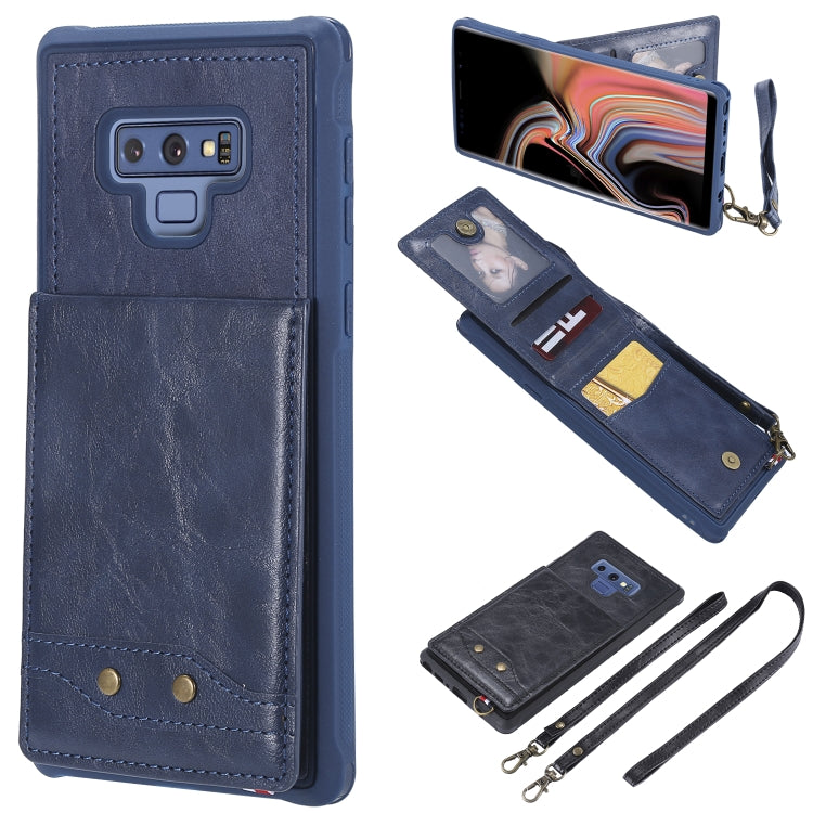 For Galaxy Note 9 Vertical Flip Shockproof Leather Protective Case with Long Rope, Support Card Slots & Bracket & Photo Holder & Wallet Function