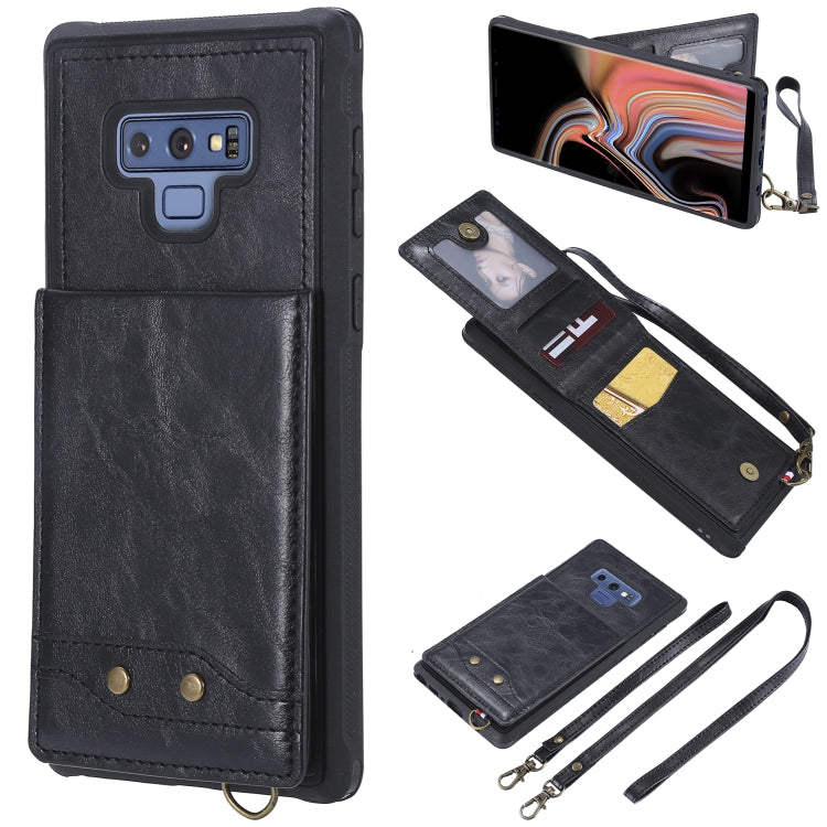 For Galaxy Note 9 Vertical Flip Shockproof Leather Protective Case with Long Rope, Support Card Slots & Bracket & Photo Holder & Wallet Function