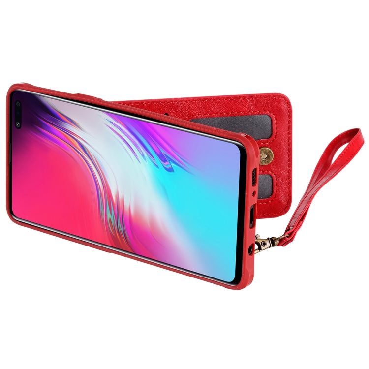 For Galaxy S10 5G Vertical Flip Shockproof Leather Protective Case with Long Rope, Support Card Slots & Bracket & Photo Holder & Wallet Function