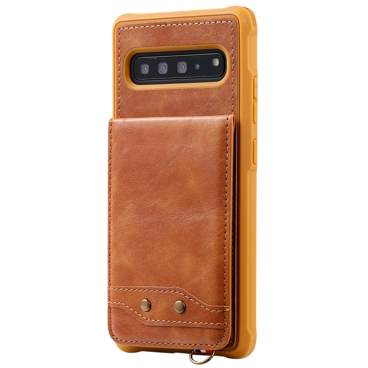 For Galaxy S10 5G Vertical Flip Shockproof Leather Protective Case with Long Rope, Support Card Slots & Bracket & Photo Holder & Wallet Function