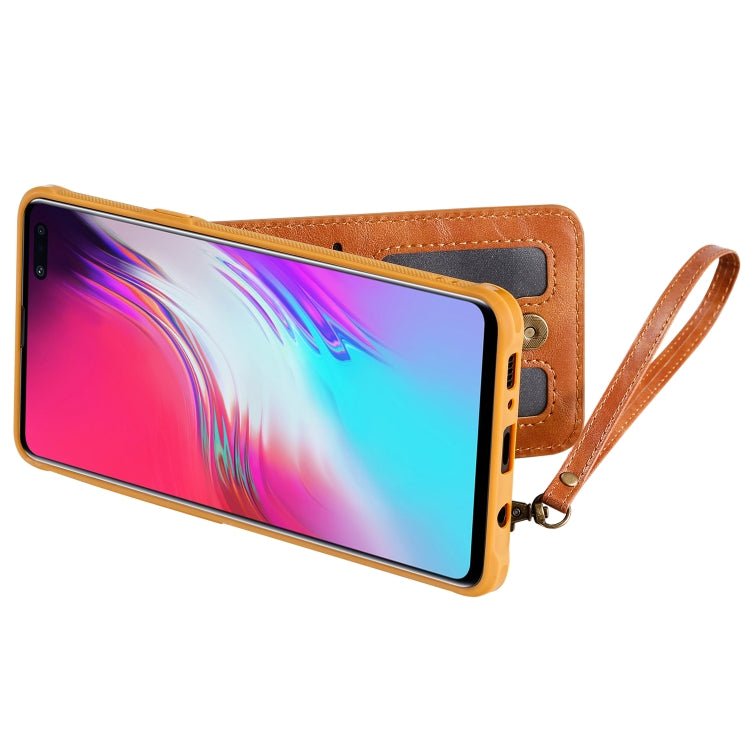For Galaxy S10 5G Vertical Flip Shockproof Leather Protective Case with Long Rope, Support Card Slots & Bracket & Photo Holder & Wallet Function