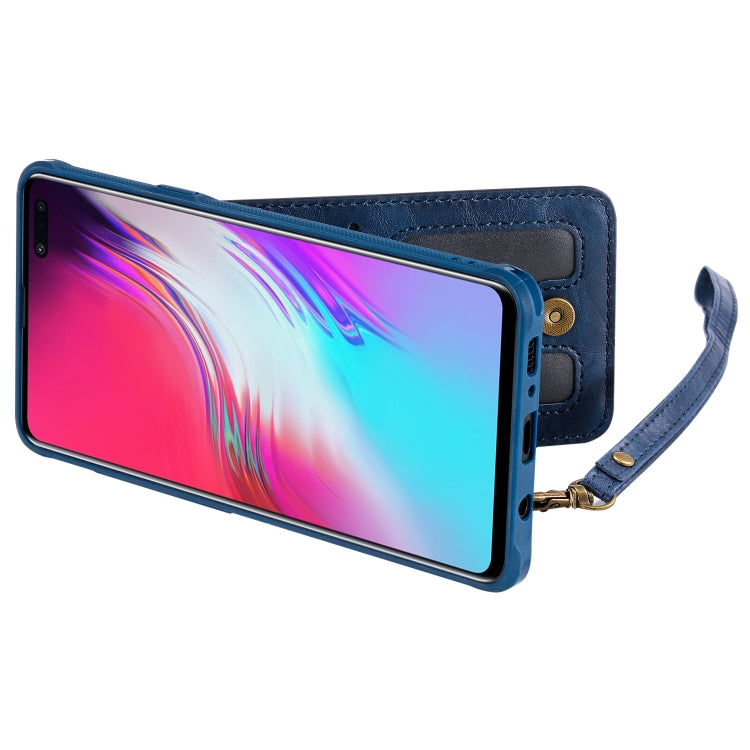 For Galaxy S10 5G Vertical Flip Shockproof Leather Protective Case with Long Rope, Support Card Slots & Bracket & Photo Holder & Wallet Function